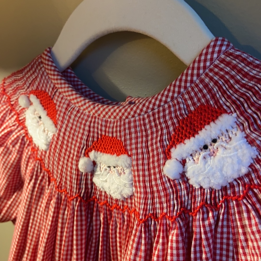Gorgeous Smocked Santa Dress 2T